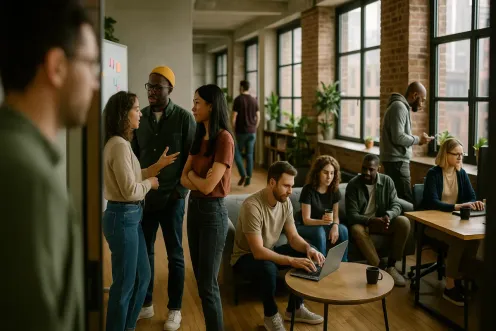 Illustration memphis immeuble et graphiques